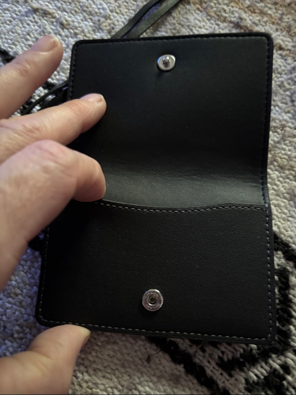 Coach Black Leather Card Holder with Key  charm and hang tag on Loop - Picture 6 of 7
